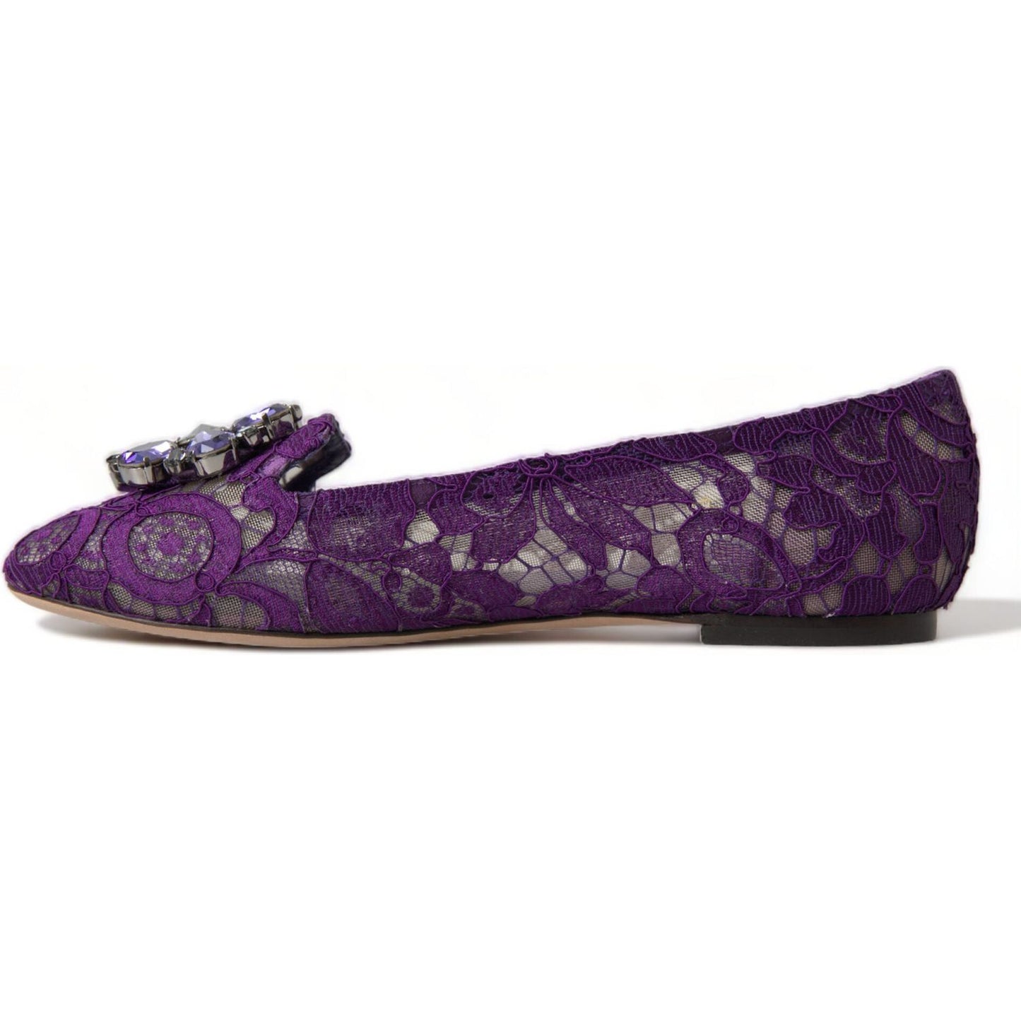 Dolce & Gabbana Elegant Floral Lace Vally Flat Shoes Dolce & Gabbana Dark Slate Gray