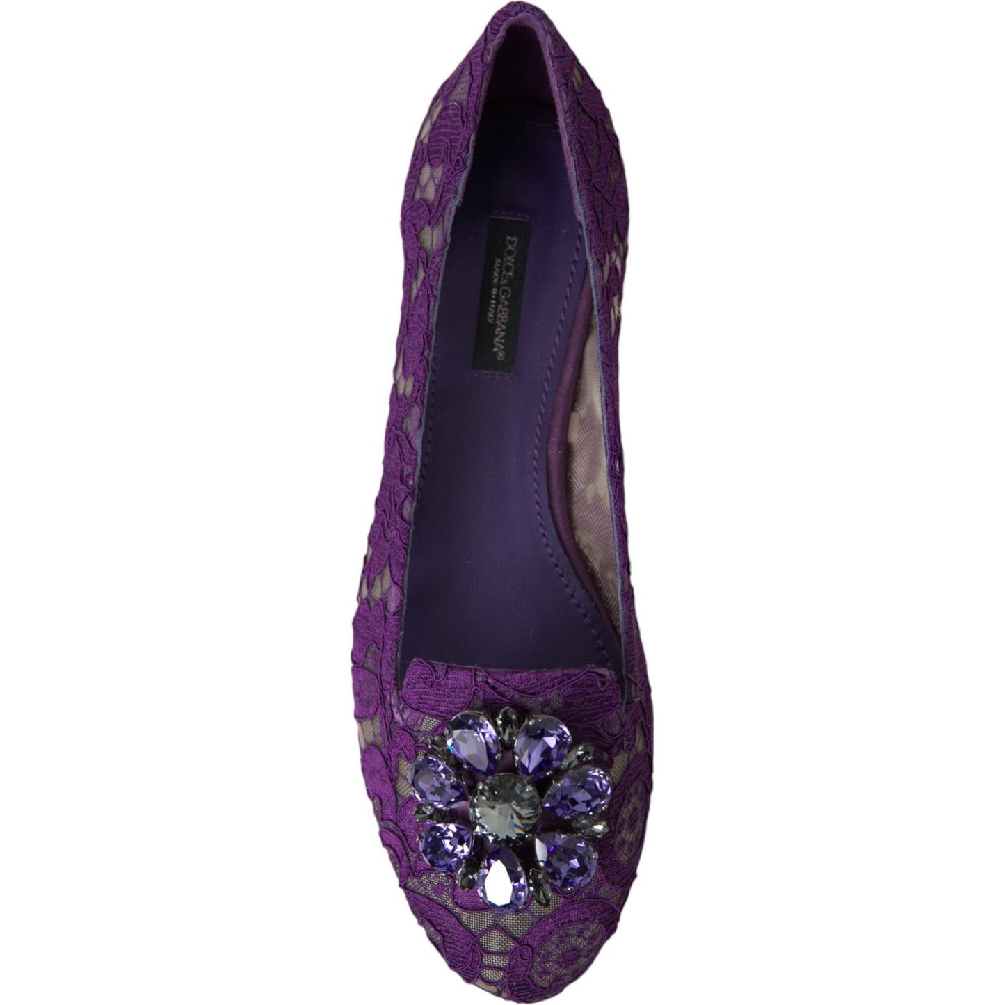 Dolce & Gabbana Elegant Floral Lace Vally Flat Shoes Dolce & Gabbana Dark Slate Gray