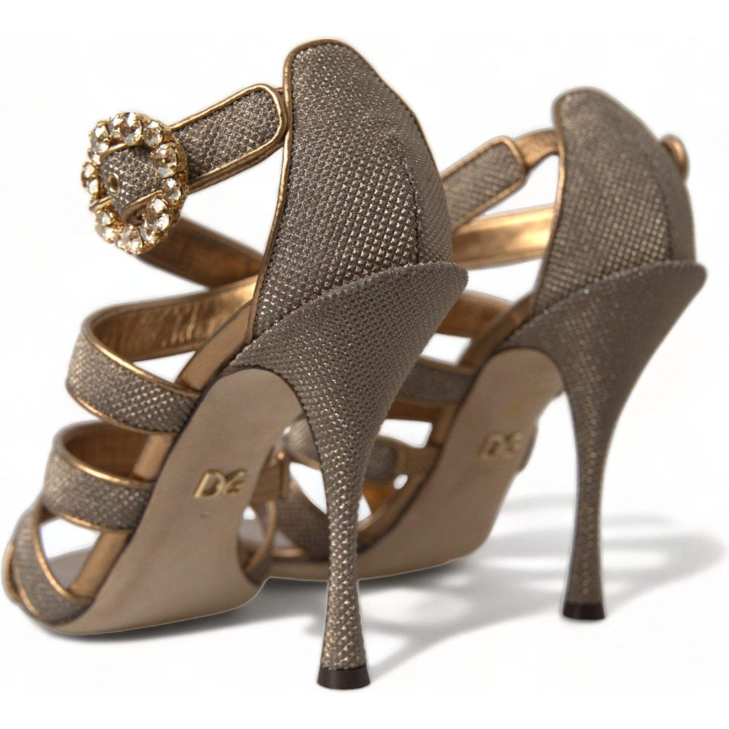 Dolce & Gabbana Bronze Crystal Stiletto Heels Sandals Dolce & Gabbana Dim Gray