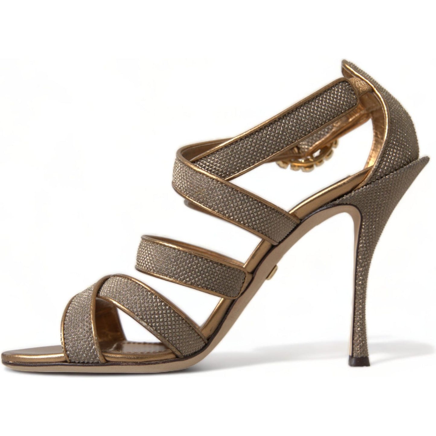 Dolce & Gabbana Bronze Crystal Stiletto Heels Sandals Dolce & Gabbana Dim Gray