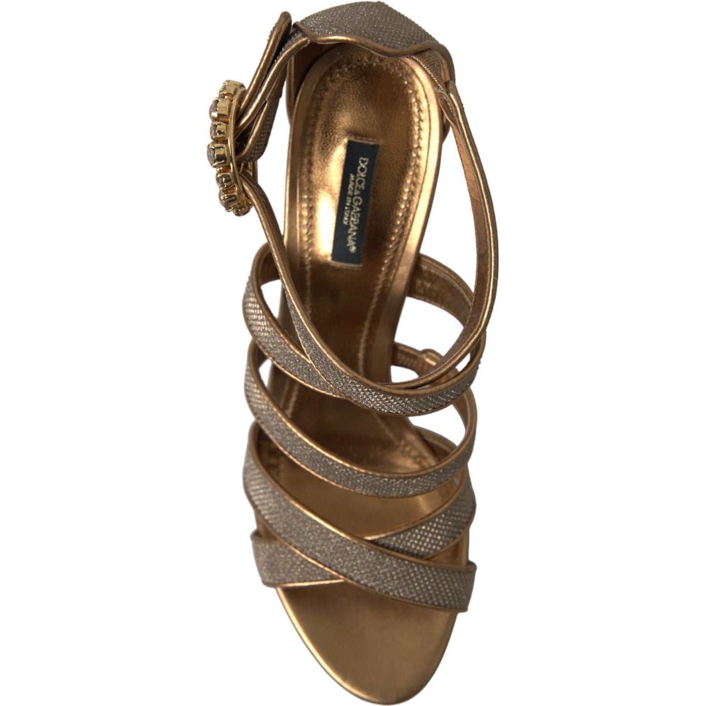 Dolce & Gabbana Bronze Crystal Stiletto Heels Sandals Dolce & Gabbana Dark Olive Green