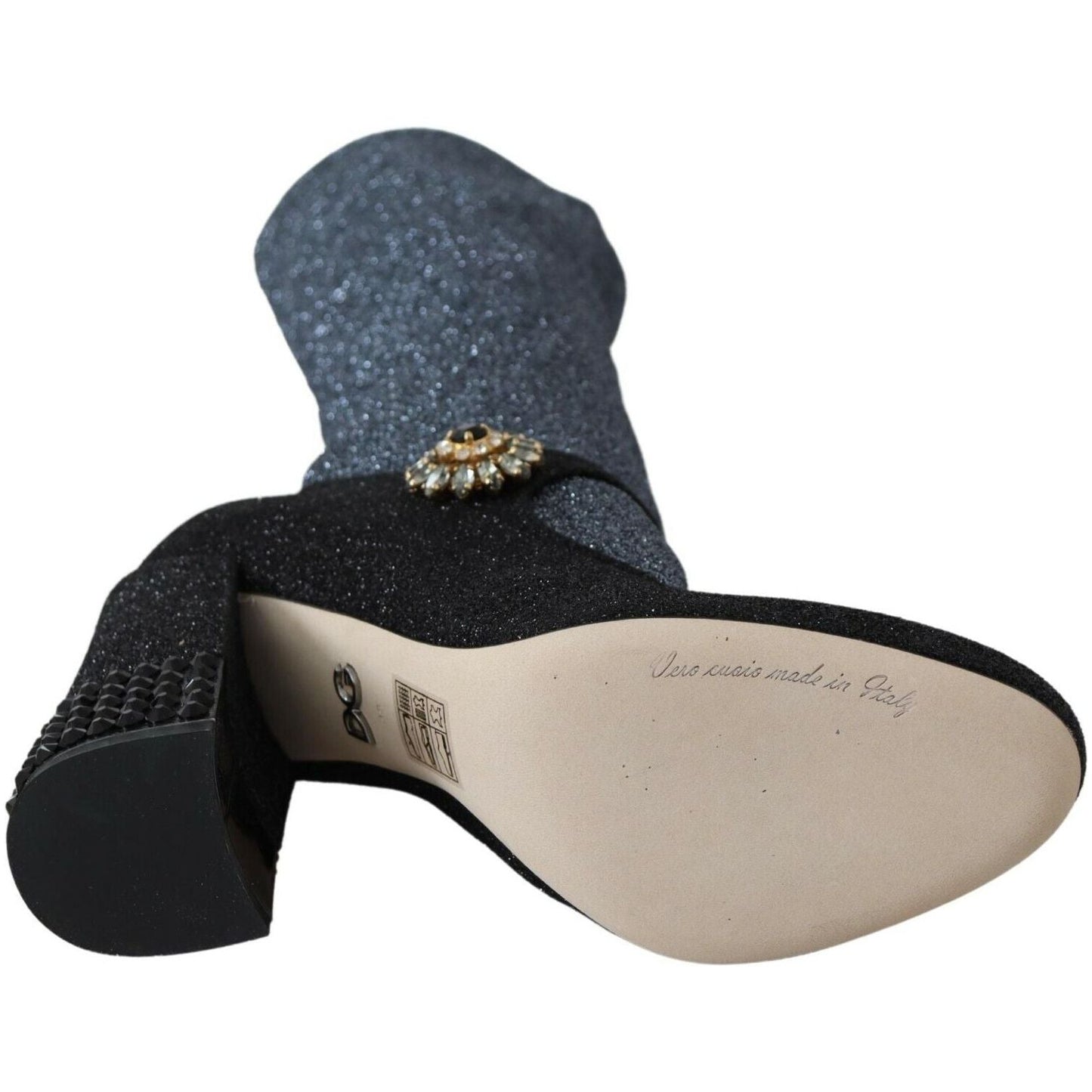 Dolce & Gabbana Glamorous Crystal-Embellished Booties Dolce & Gabbana Dark Gray