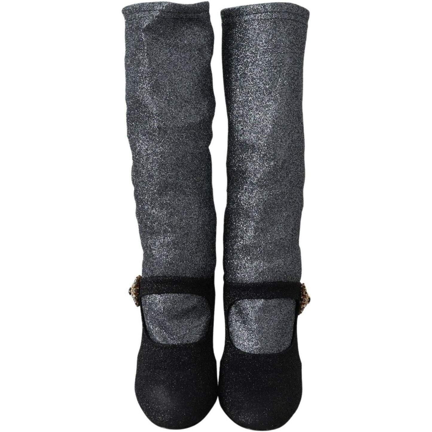 Dolce & Gabbana Glamorous Crystal-Embellished Booties Dolce & Gabbana Dark Slate Gray
