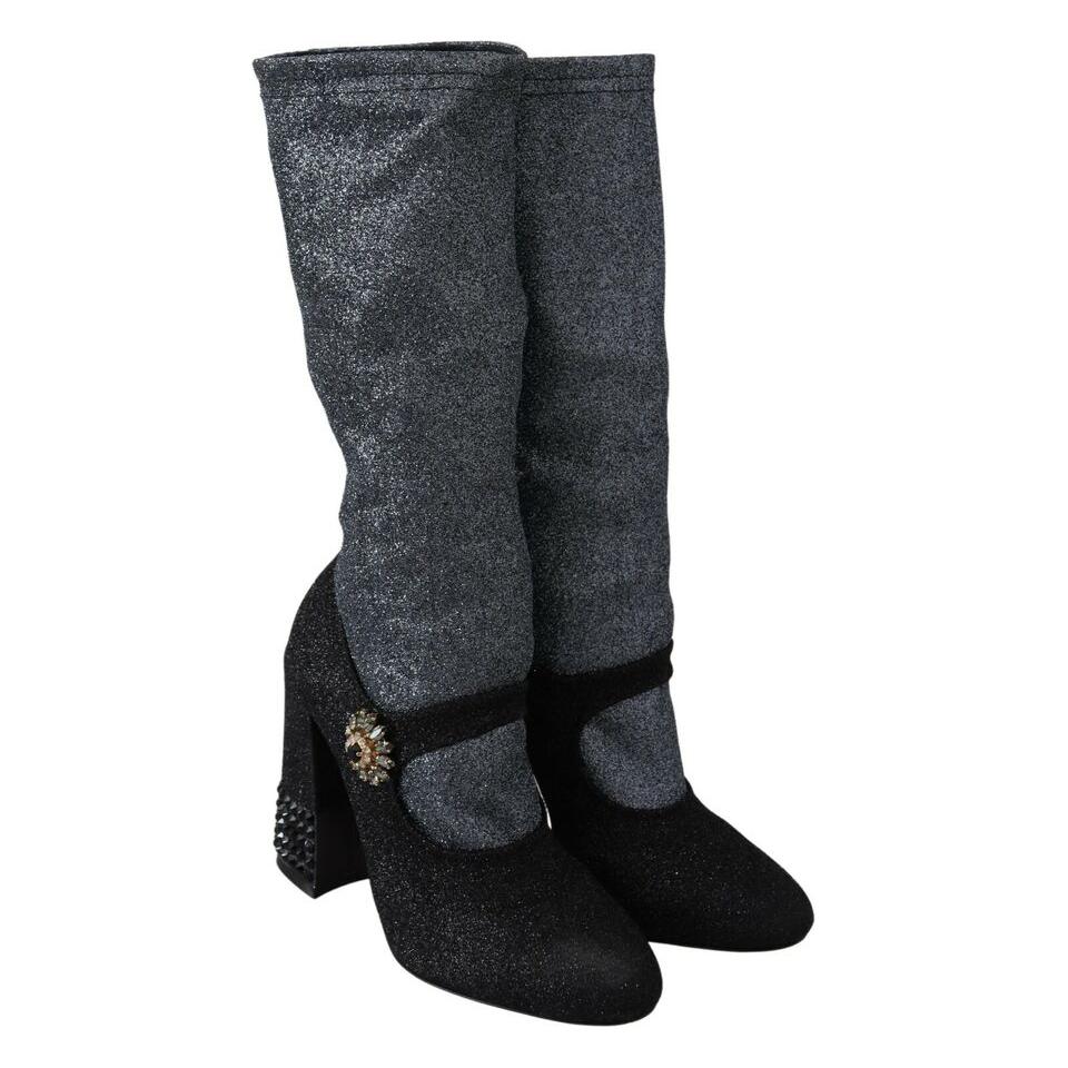 Dolce & Gabbana Glamorous Crystal-Embellished Booties Dolce & Gabbana Dark Slate Gray