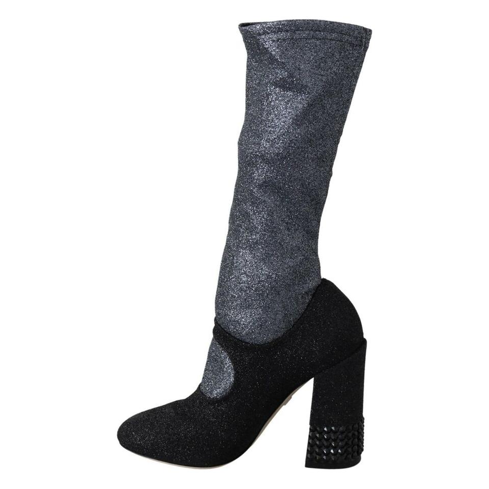 Dolce & Gabbana Glamorous Crystal-Embellished Booties Dolce & Gabbana Dark Slate Gray