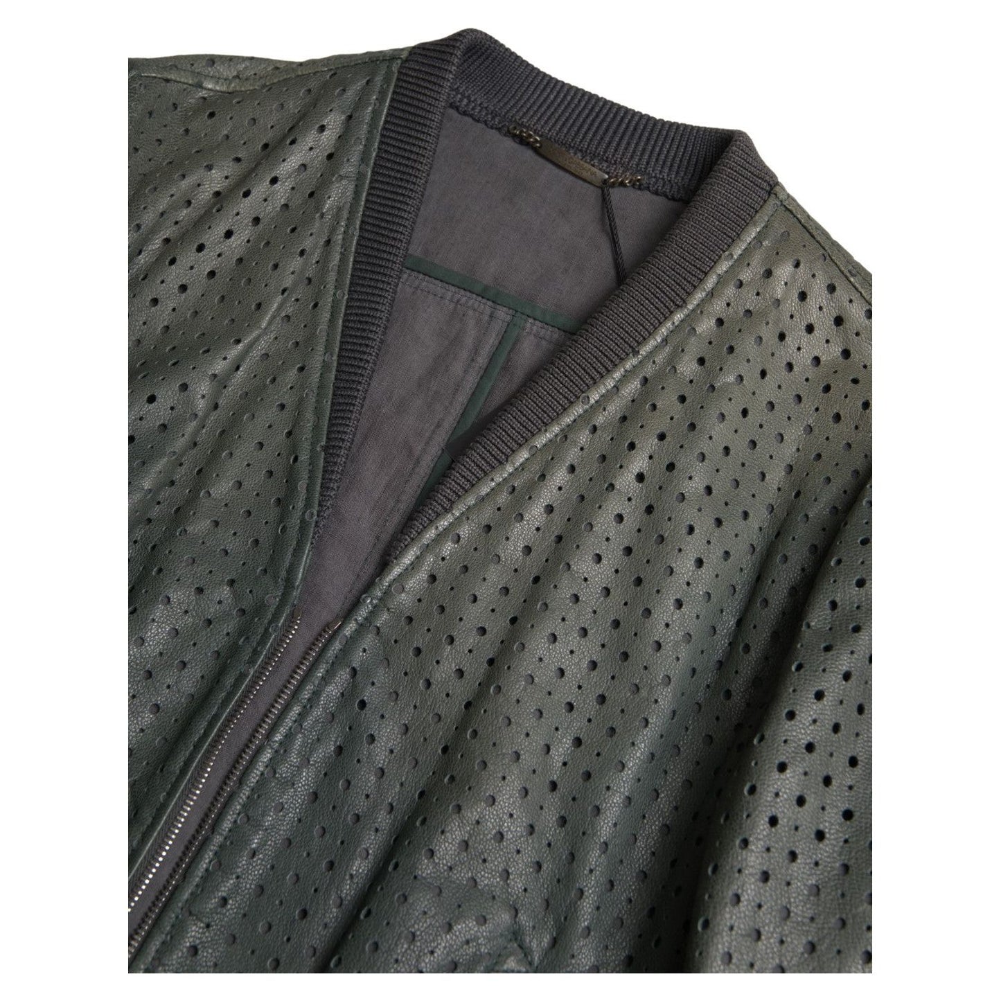 Dolce & Gabbana Emerald Green Goatskin Bomber Jacket Dolce & Gabbana Dark Slate Gray