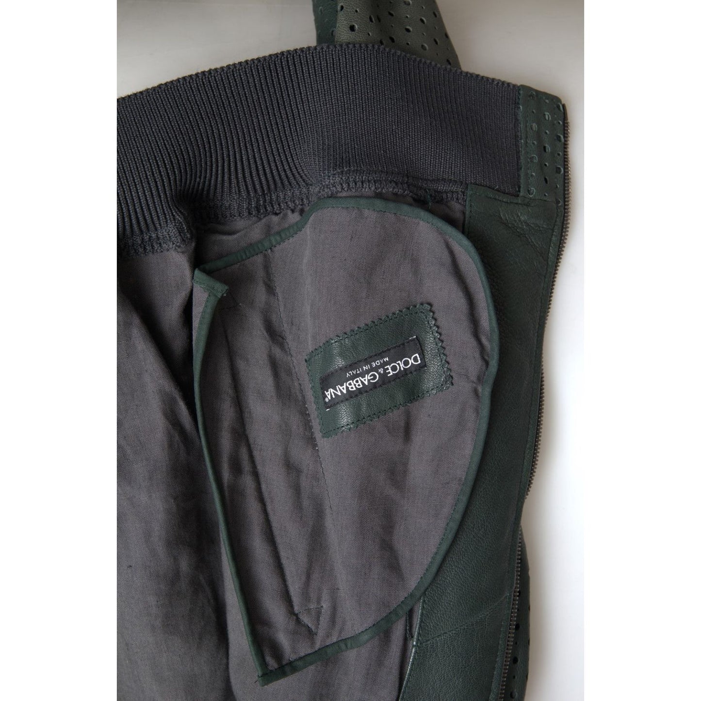 Dolce & Gabbana Emerald Green Goatskin Bomber Jacket Dolce & Gabbana Dark Slate Gray