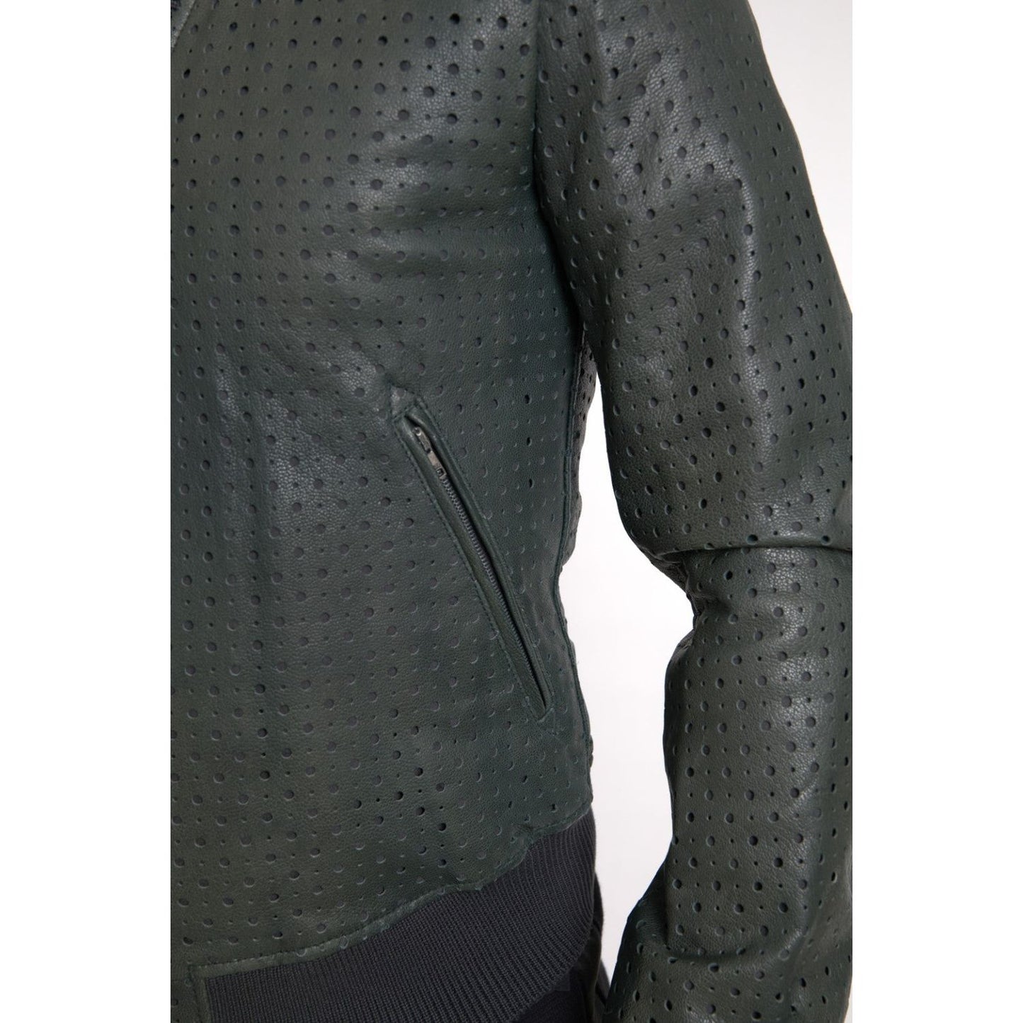 Dolce & Gabbana Emerald Green Goatskin Bomber Jacket Dolce & Gabbana Dark Slate Gray