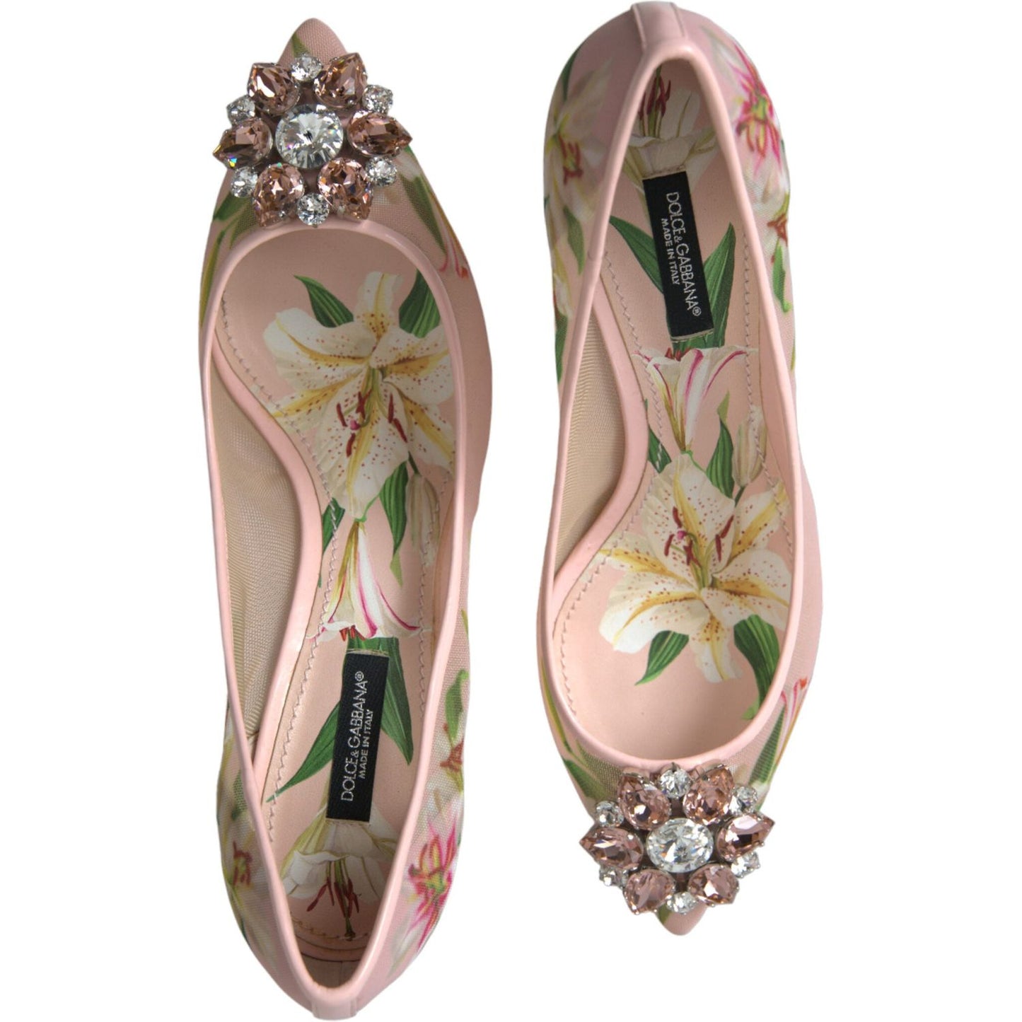 Dolce & Gabbana Elegant Pink Floral Crystal Pumps