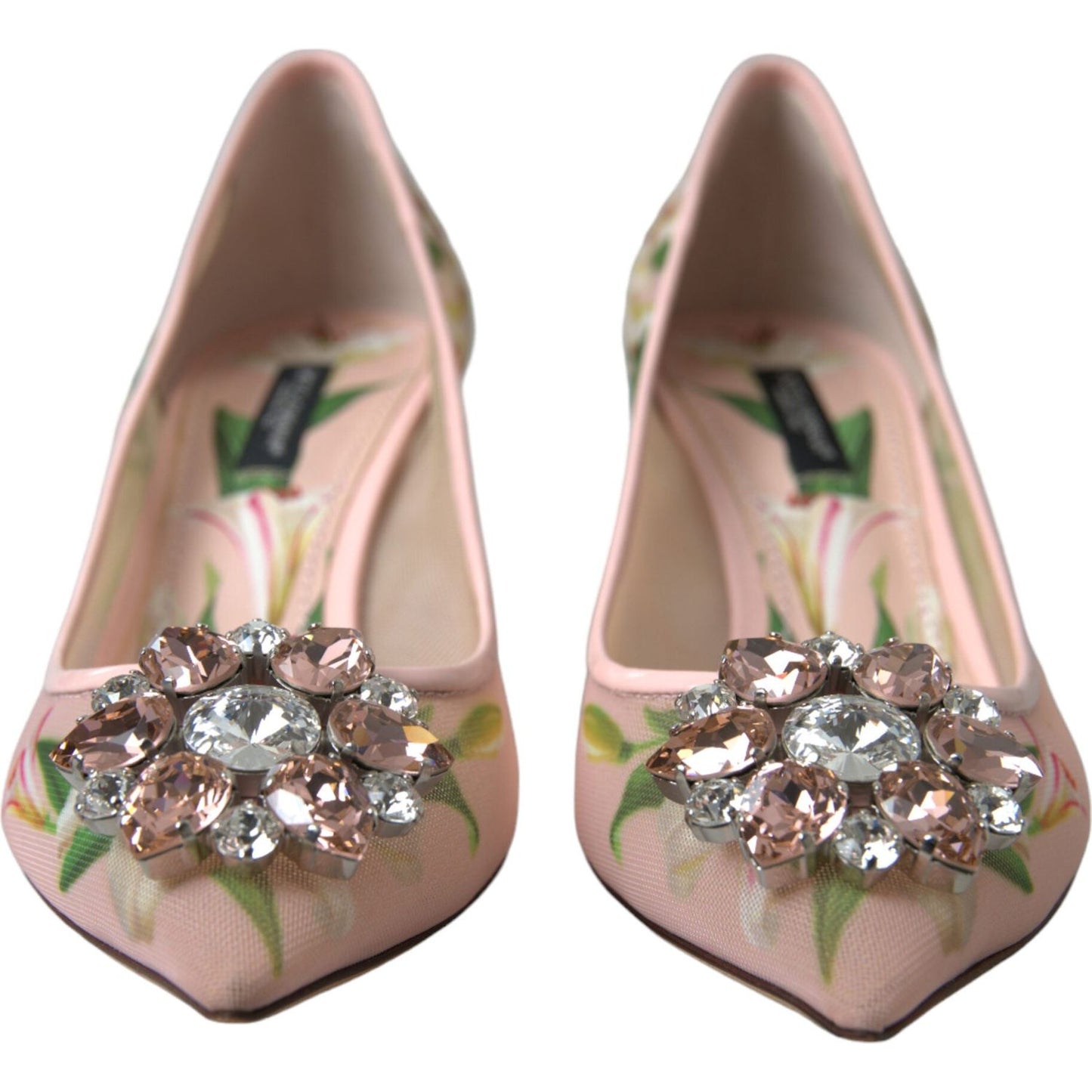 Dolce & Gabbana Elegant Pink Floral Crystal Pumps