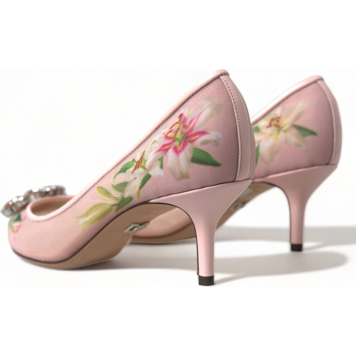 Dolce & Gabbana Elegant Pink Floral Crystal Pumps
