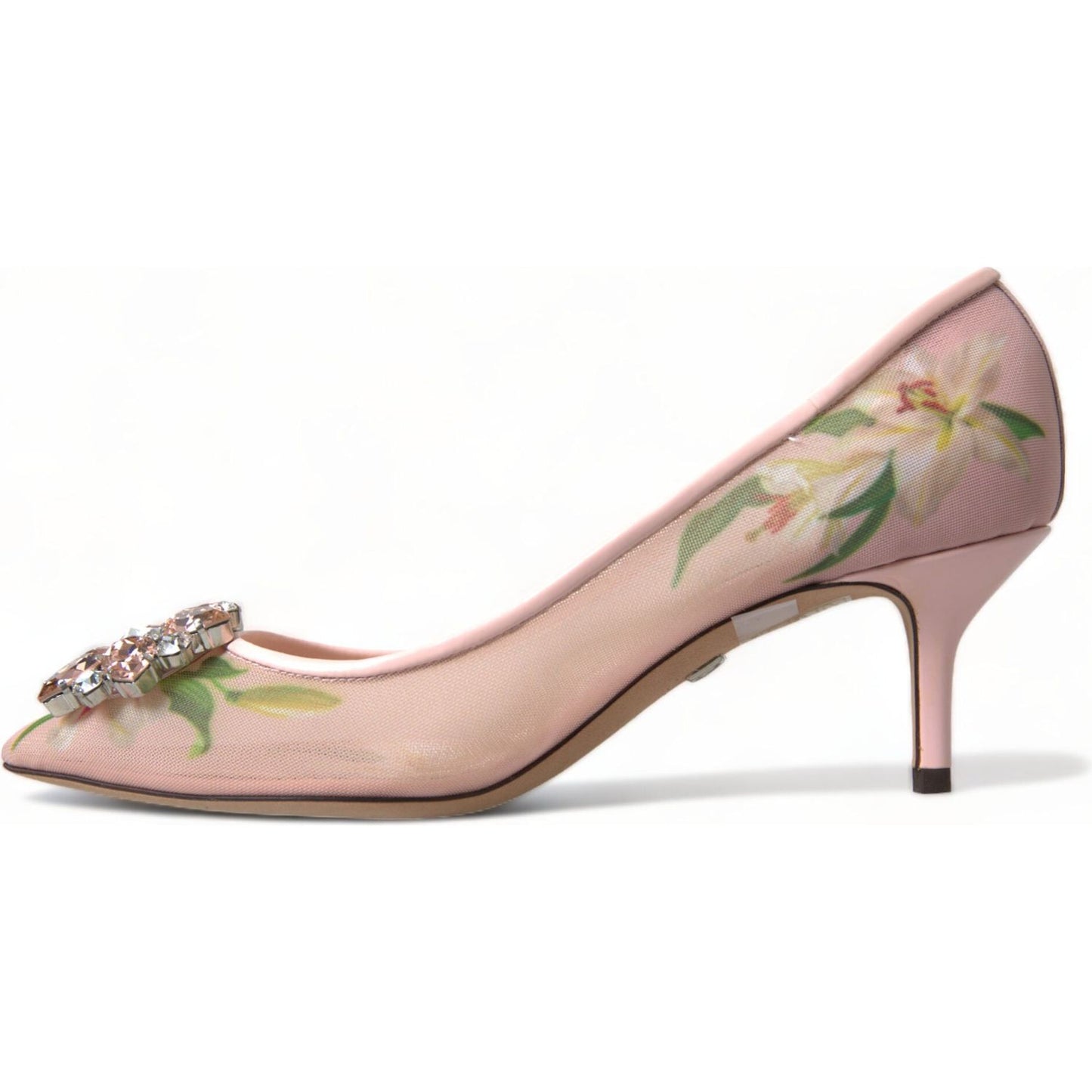 Dolce & Gabbana Elegant Pink Floral Crystal Pumps