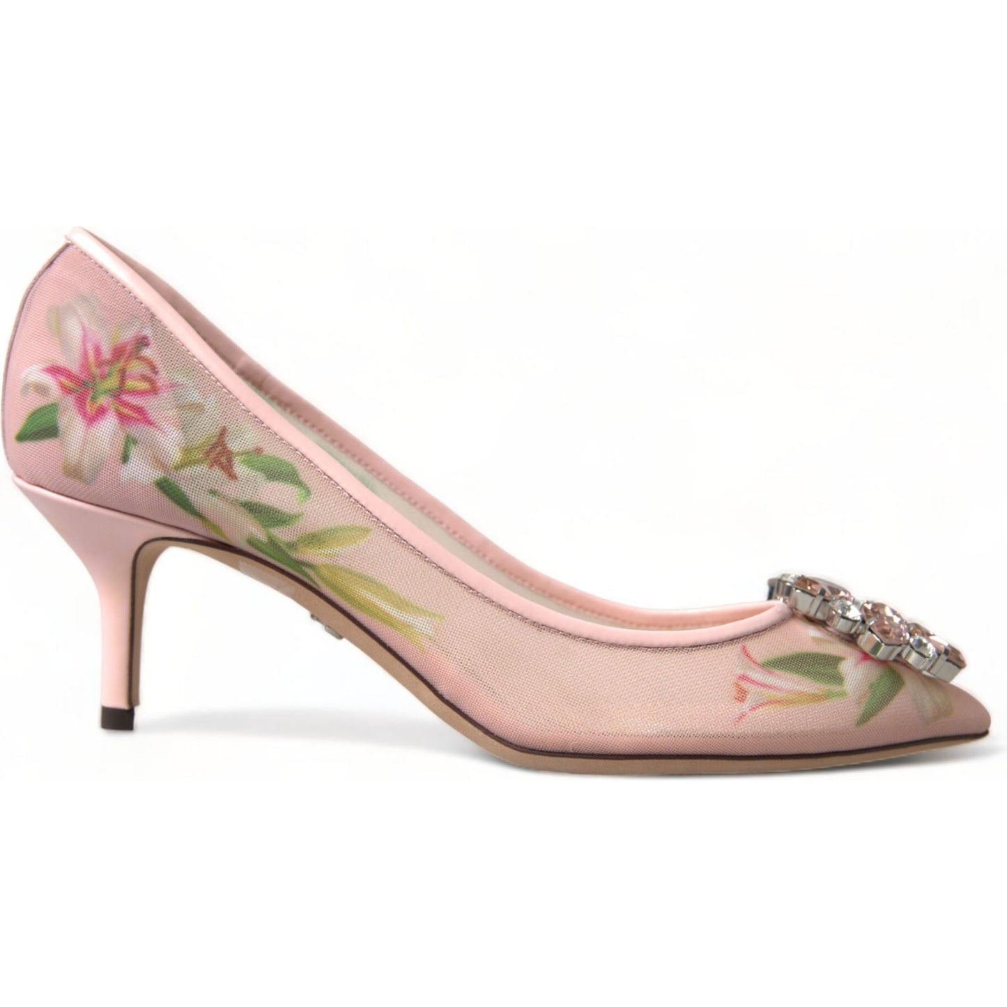 Dolce & Gabbana Elegant Pink Floral Crystal Pumps
