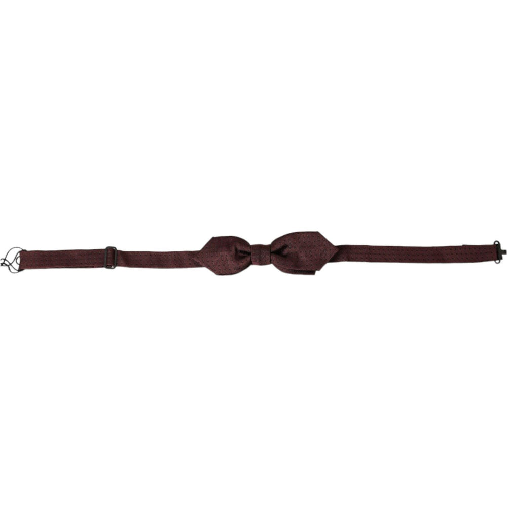 Dolce & Gabbana Red Bordeaux Silk Slim Adjustable Neck Papillon Bow Tie