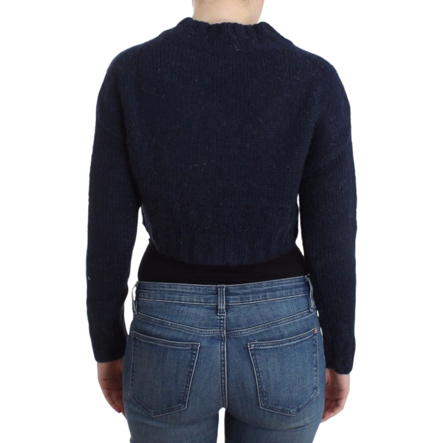 John Galliano Chic Cropped Blue Cardigan John Galliano Dark Slate Gray
