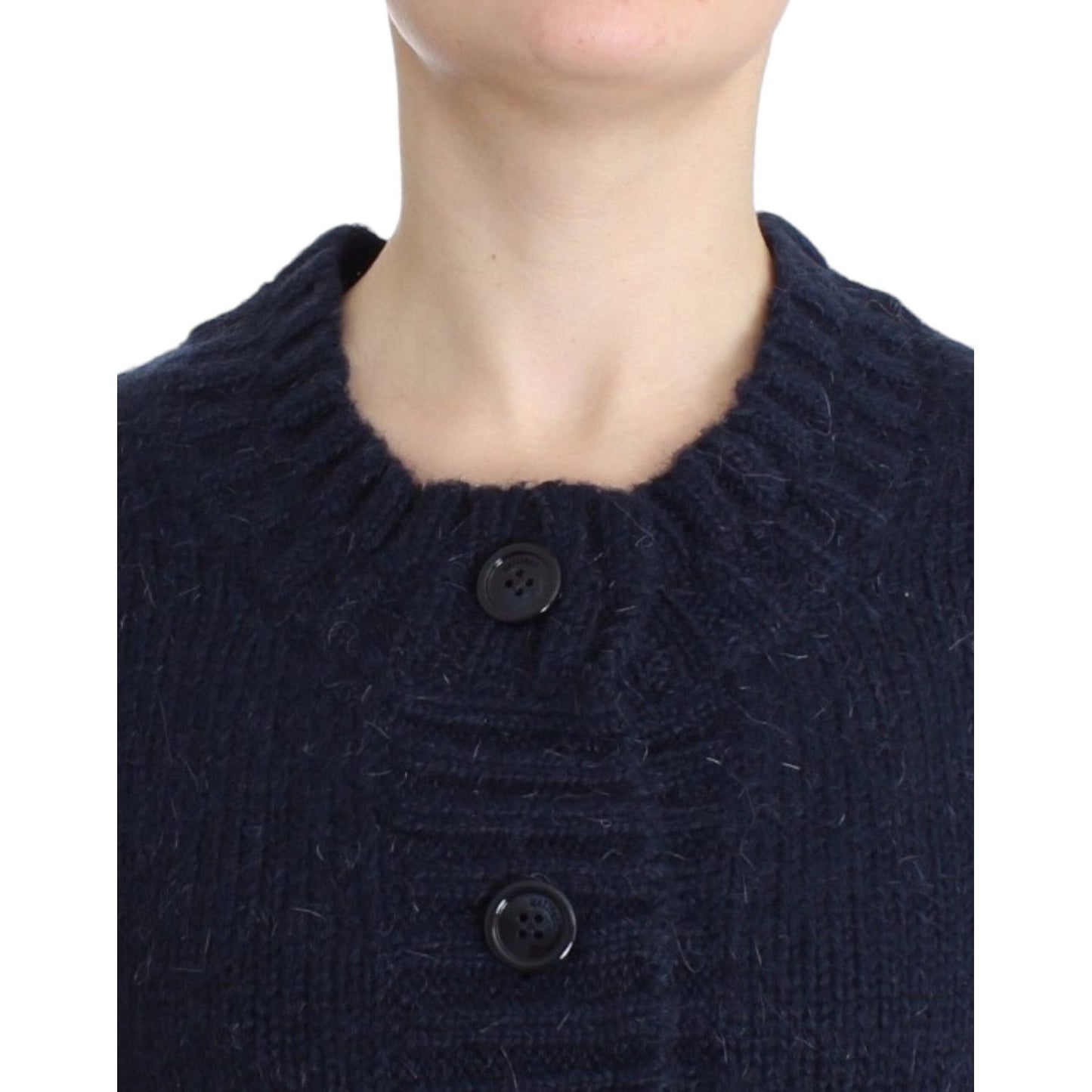 John Galliano Chic Cropped Blue Cardigan John Galliano Tan