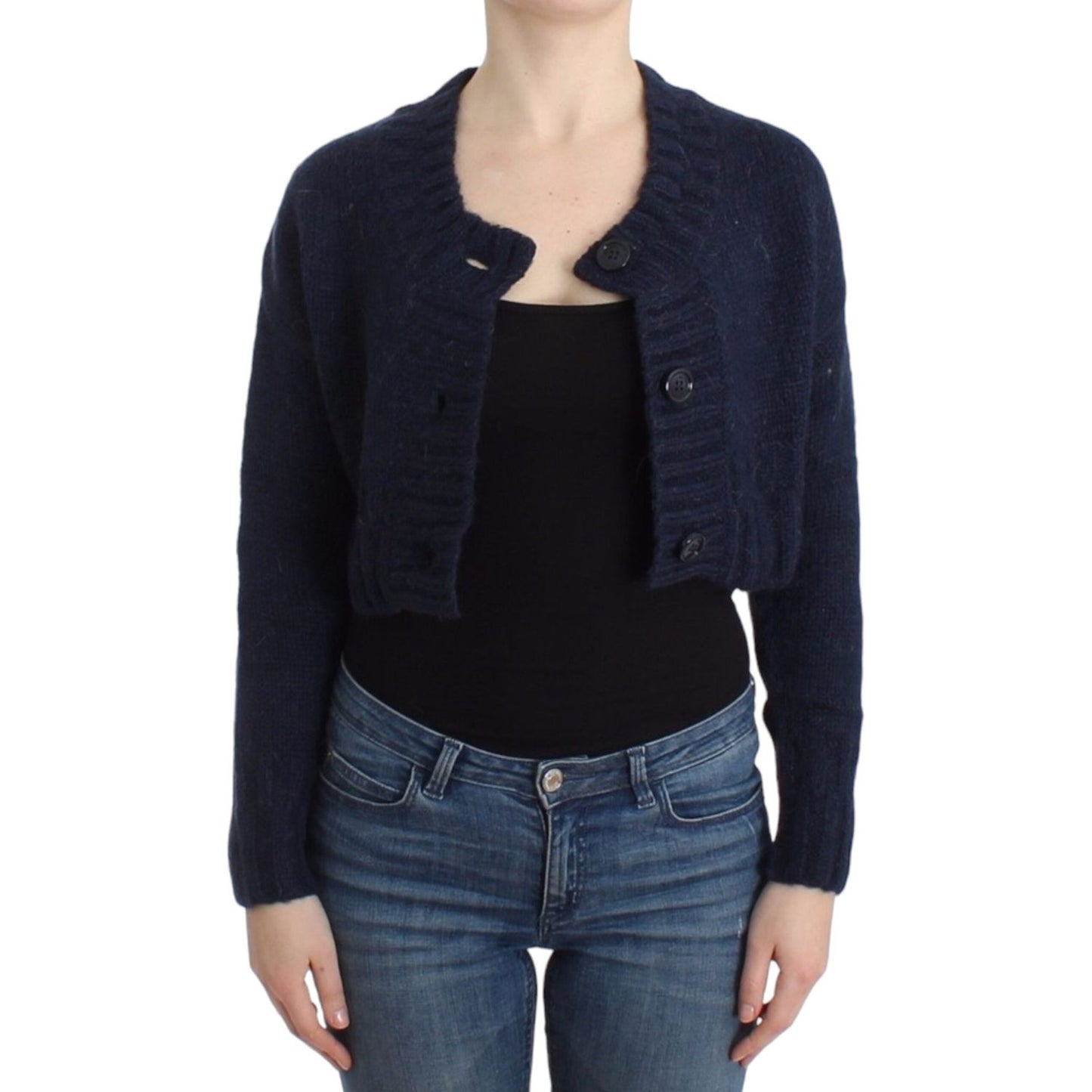 John Galliano Chic Cropped Blue Cardigan John Galliano Dark Slate Gray