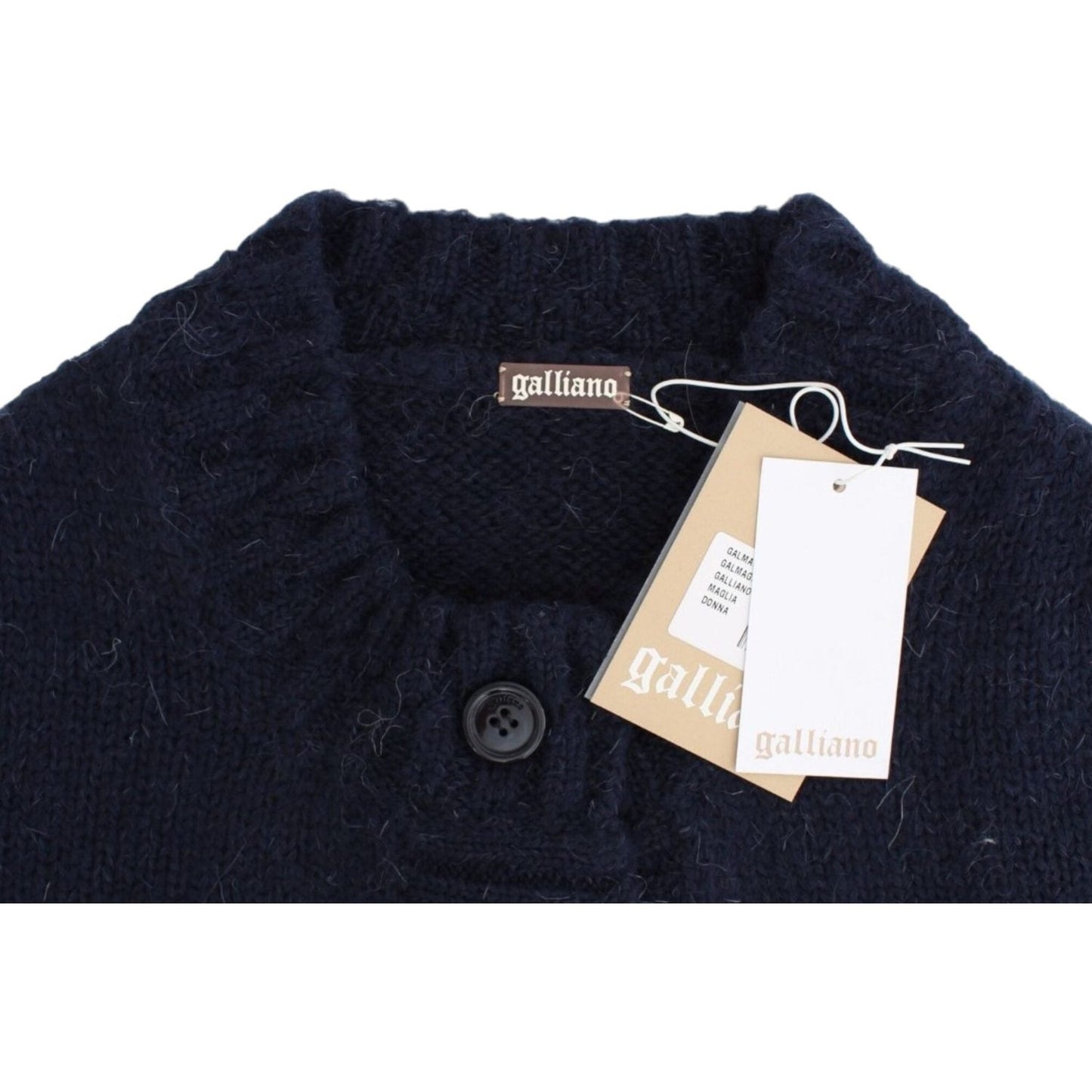 John Galliano Chic Cropped Blue Cardigan John Galliano Black