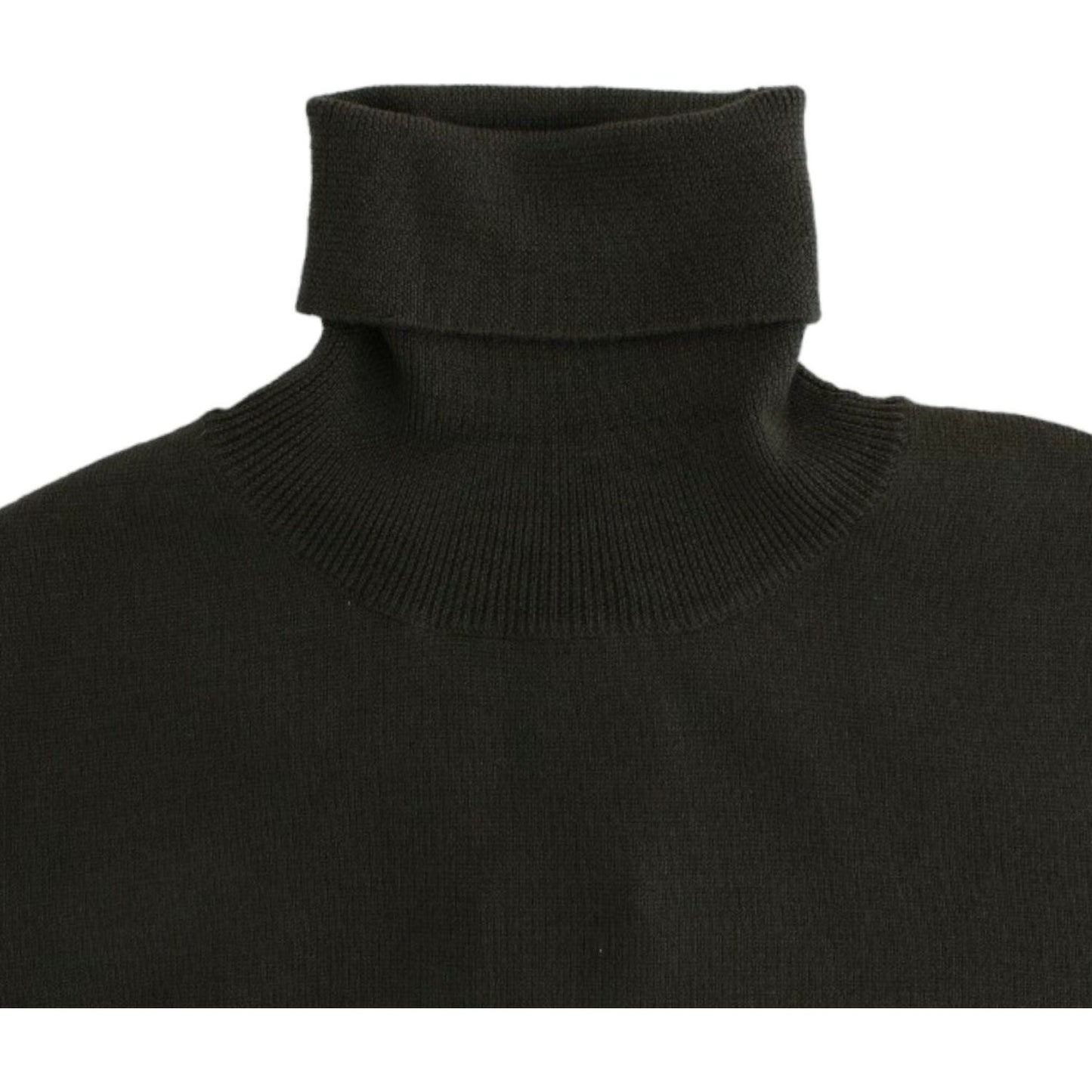 John Galliano Chic Green Turtleneck Virgin Wool Sweater John Galliano Black