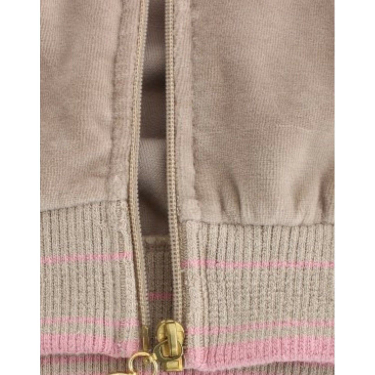 Cavalli Beige Zip Cardigan with Gold Tone Accents Cavalli Rosy Brown