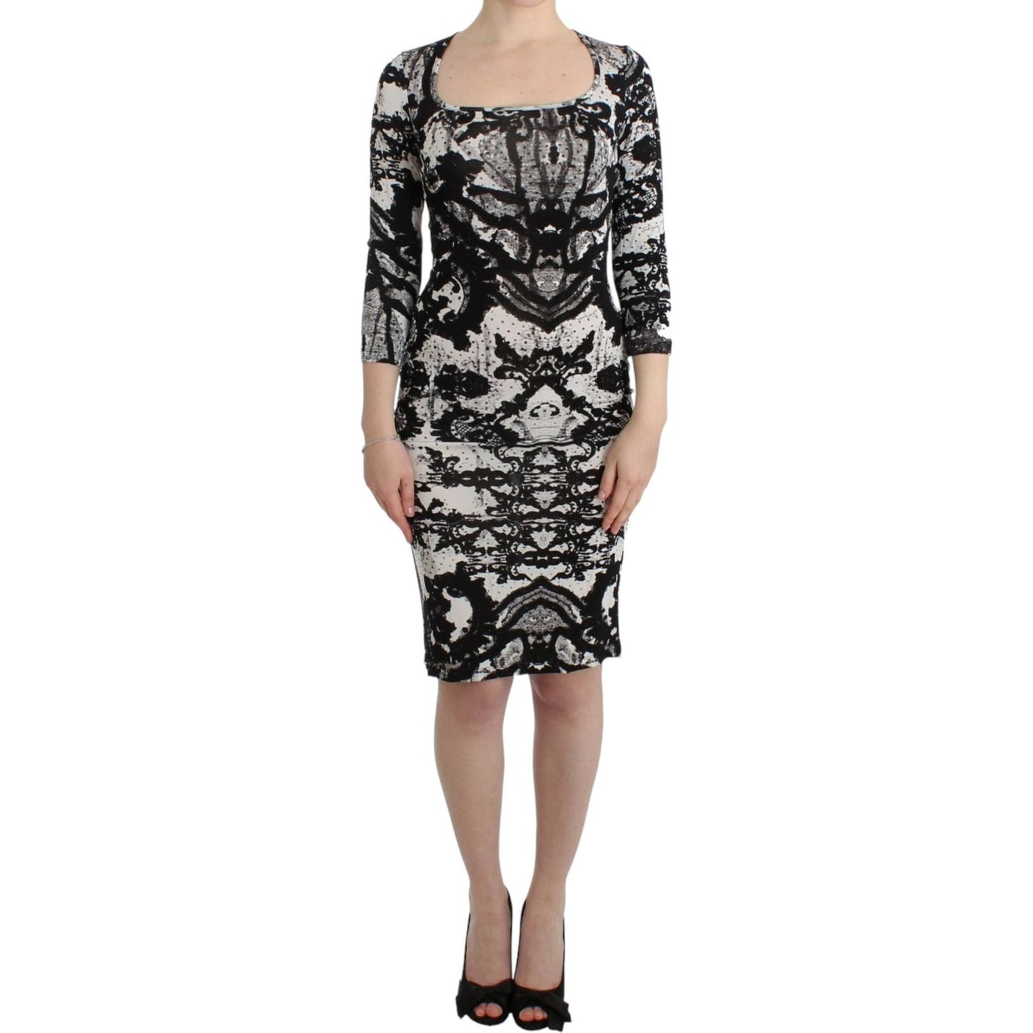 Cavalli Elegant Printed Jersey Sheath Dress Cavalli Rosy Brown