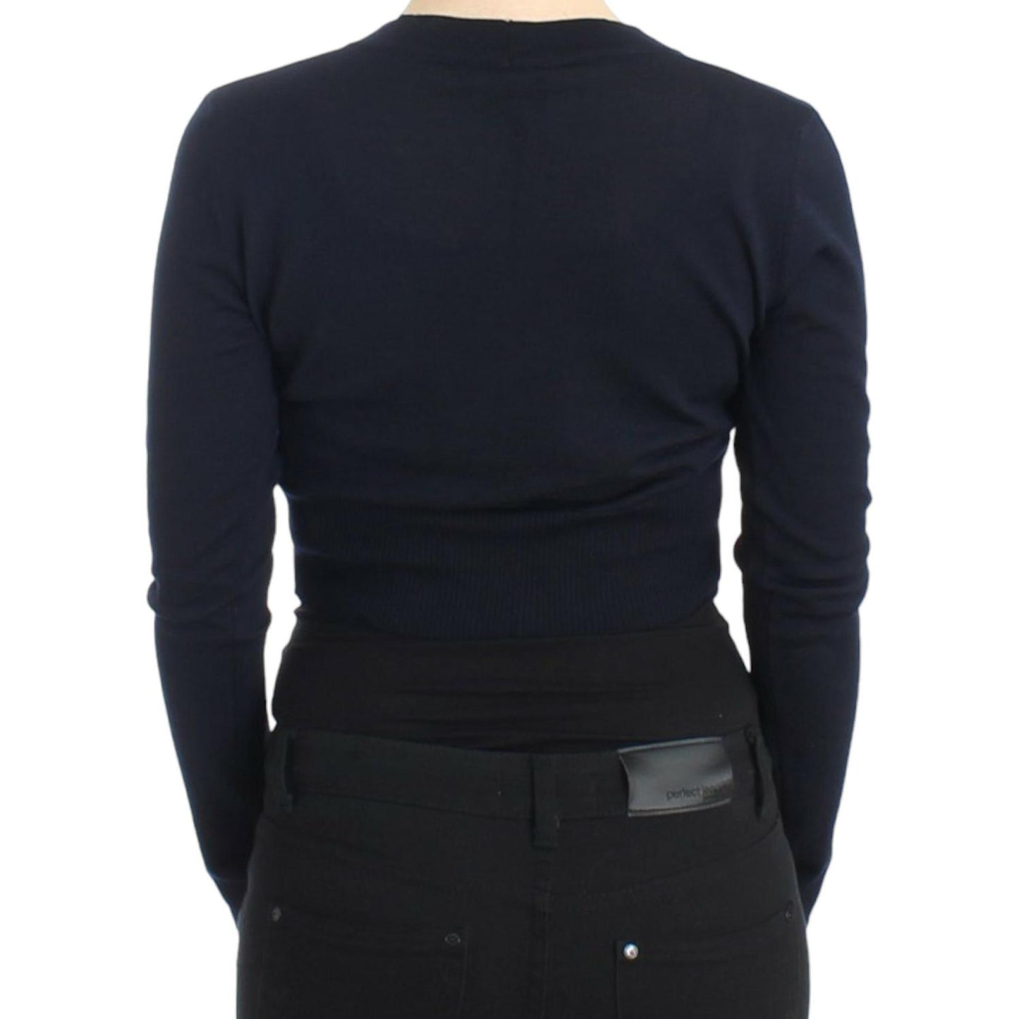 Cavalli Elegant Cropped Virgin Wool Cardigan Cavalli Black