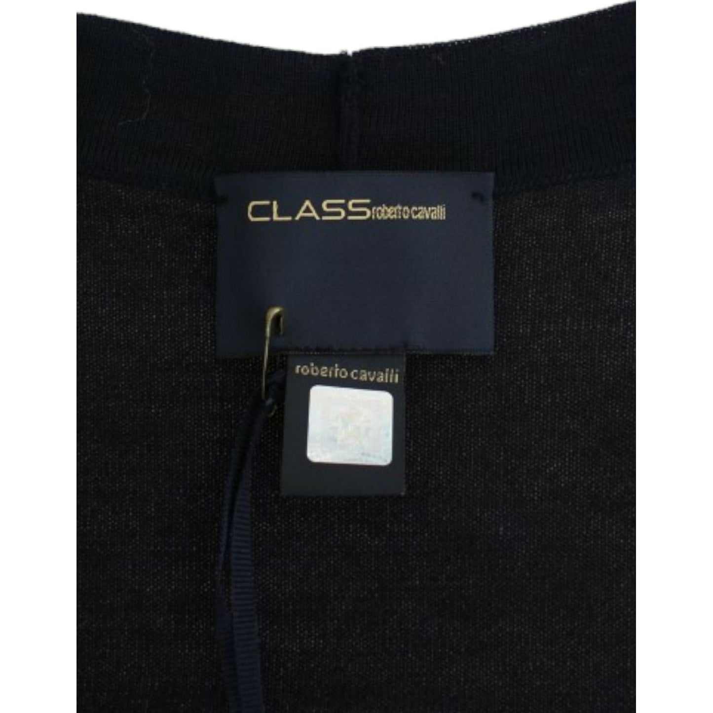 Cavalli Elegant Cropped Virgin Wool Cardigan Cavalli Black