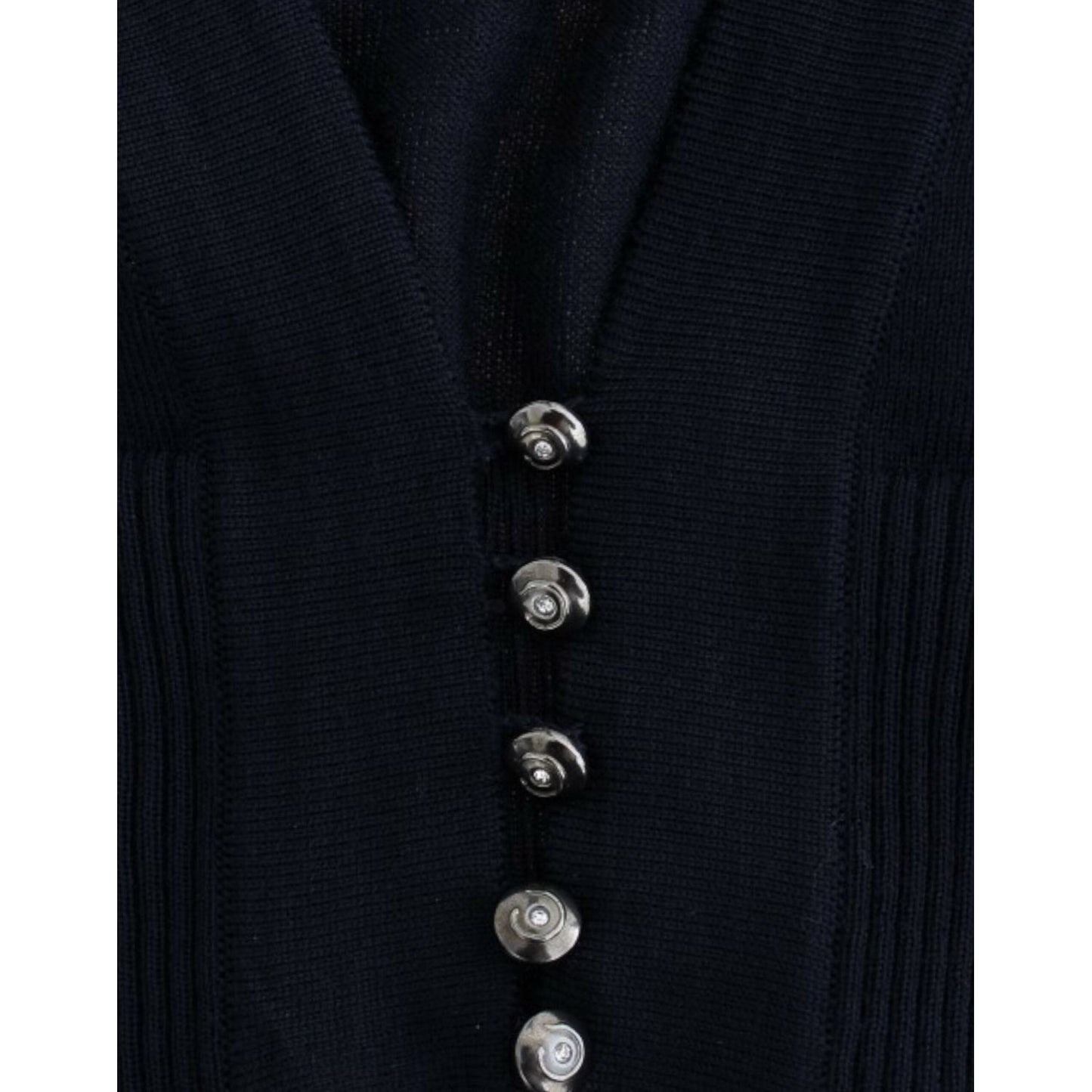 Cavalli Elegant Cropped Virgin Wool Cardigan Cavalli Black