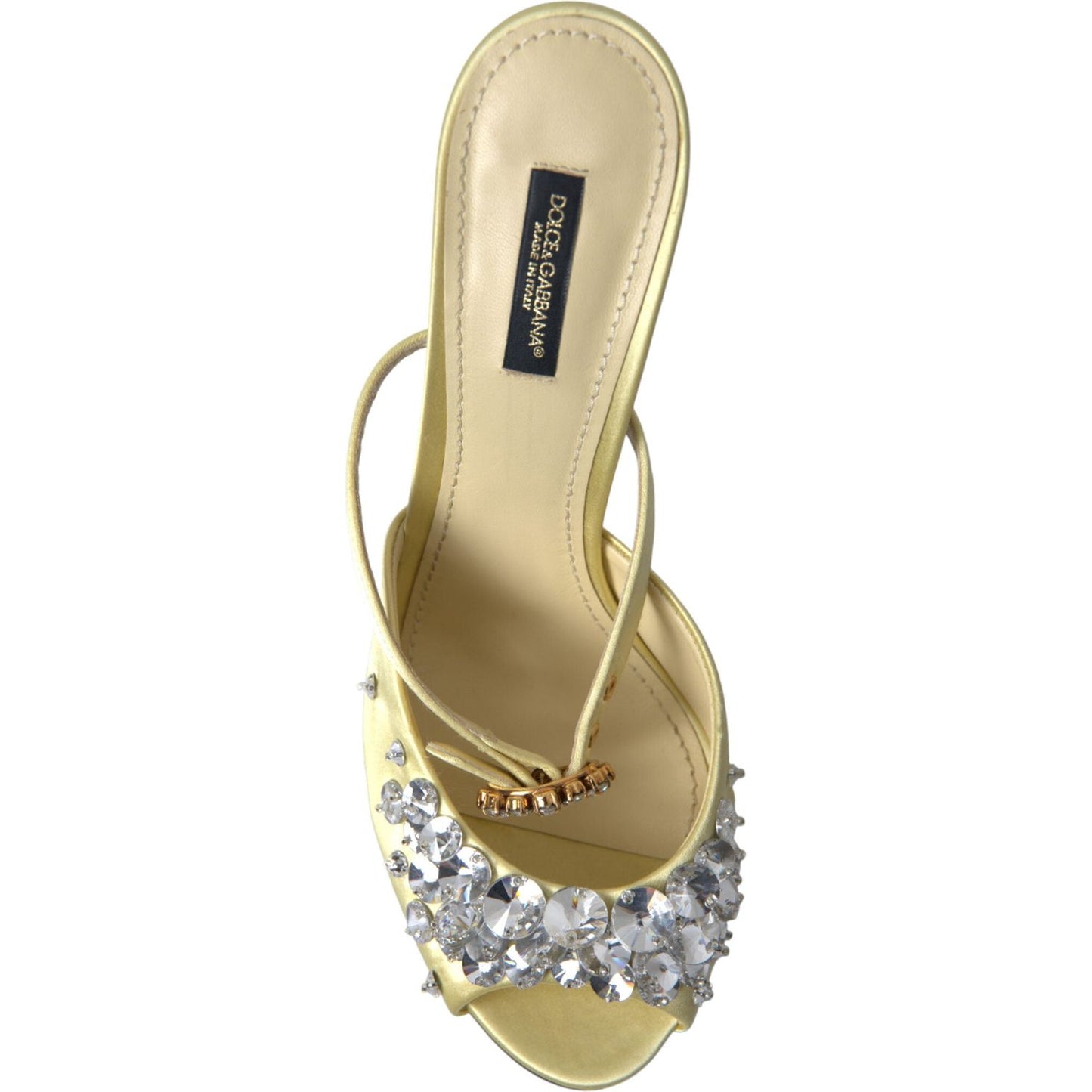 Dolce & Gabbana Crystal Embellished Silk Sandals Dolce & Gabbana Tan