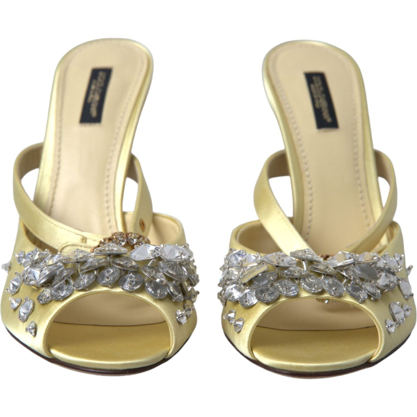 Dolce & Gabbana Crystal Embellished Silk Sandals Dolce & Gabbana Tan