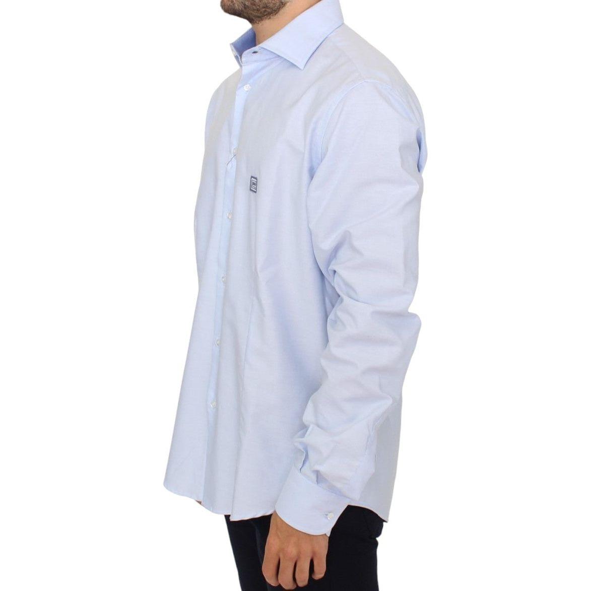Cavalli Elegant Light Blue Italian Cotton Shirt Cavalli Light Gray