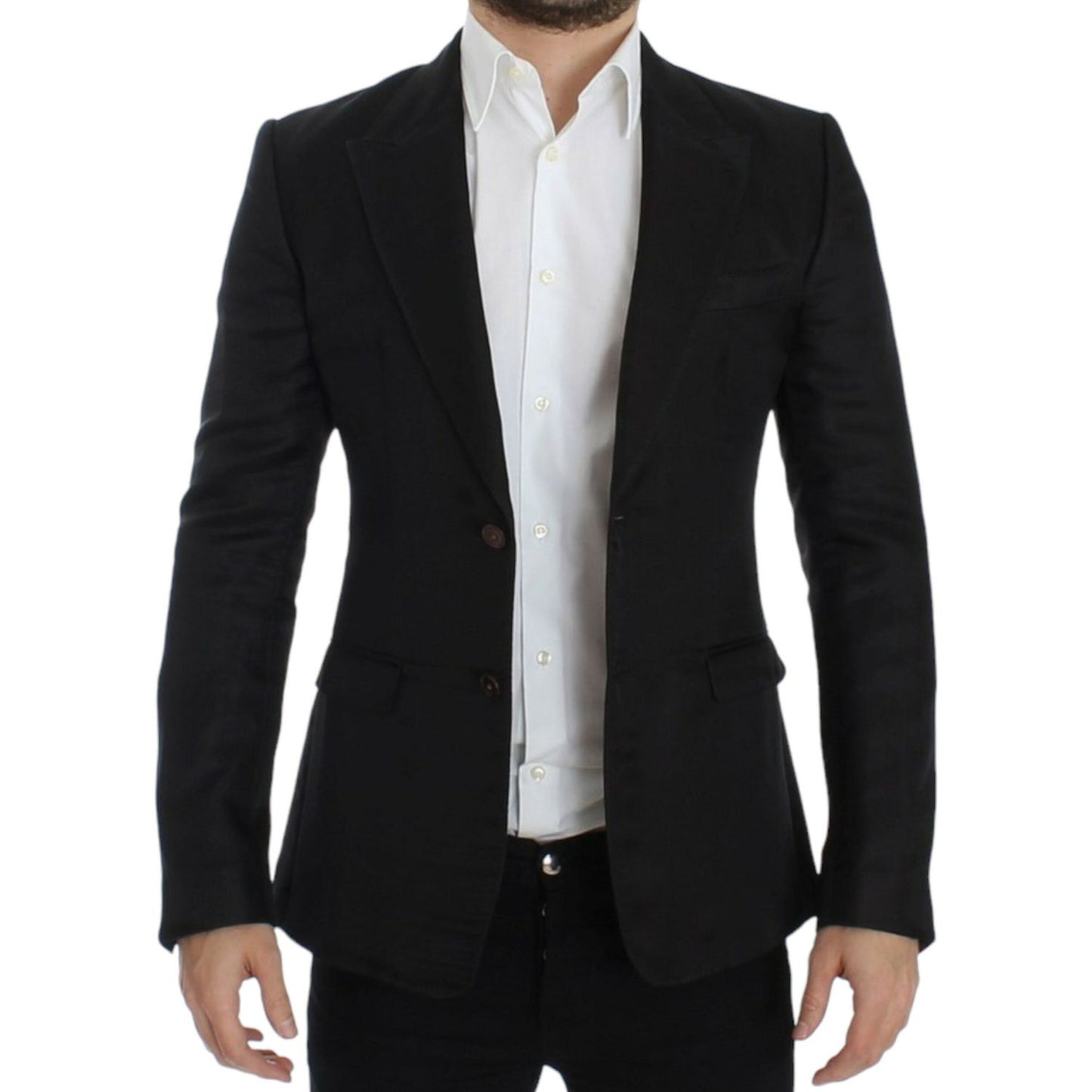 Dolce & Gabbana Elegant Black Silk Blend Two-Button Blazer Dolce & Gabbana Black