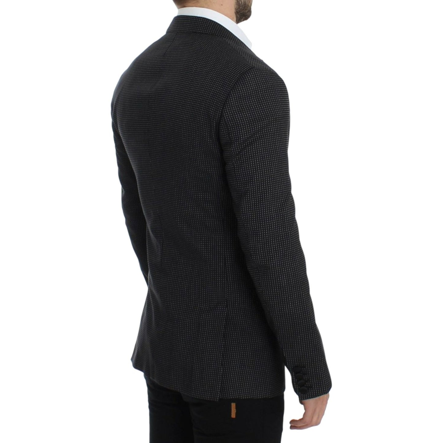 Dolce & Gabbana Elegant Black Polka Dotted Slim Fit Blazer Dolce & Gabbana Black