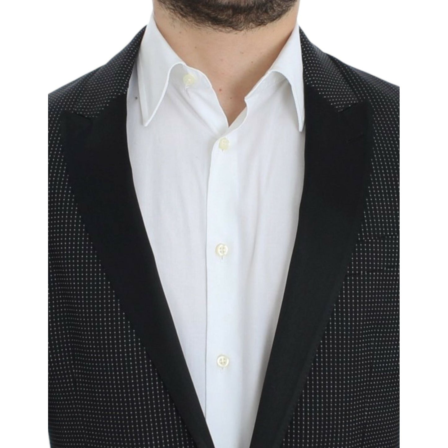 Dolce & Gabbana Elegant Black Polka Dotted Slim Fit Blazer Dolce & Gabbana Dark Slate Gray