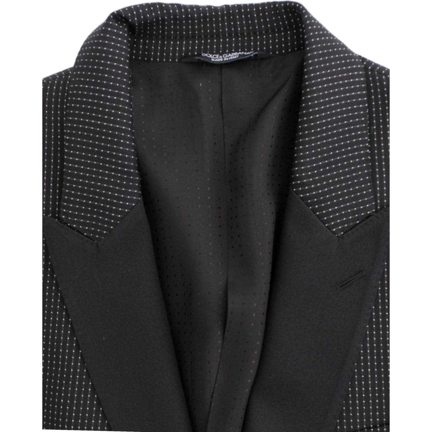 Dolce & Gabbana Elegant Black Polka Dotted Slim Fit Blazer Dolce & Gabbana Dark Slate Gray