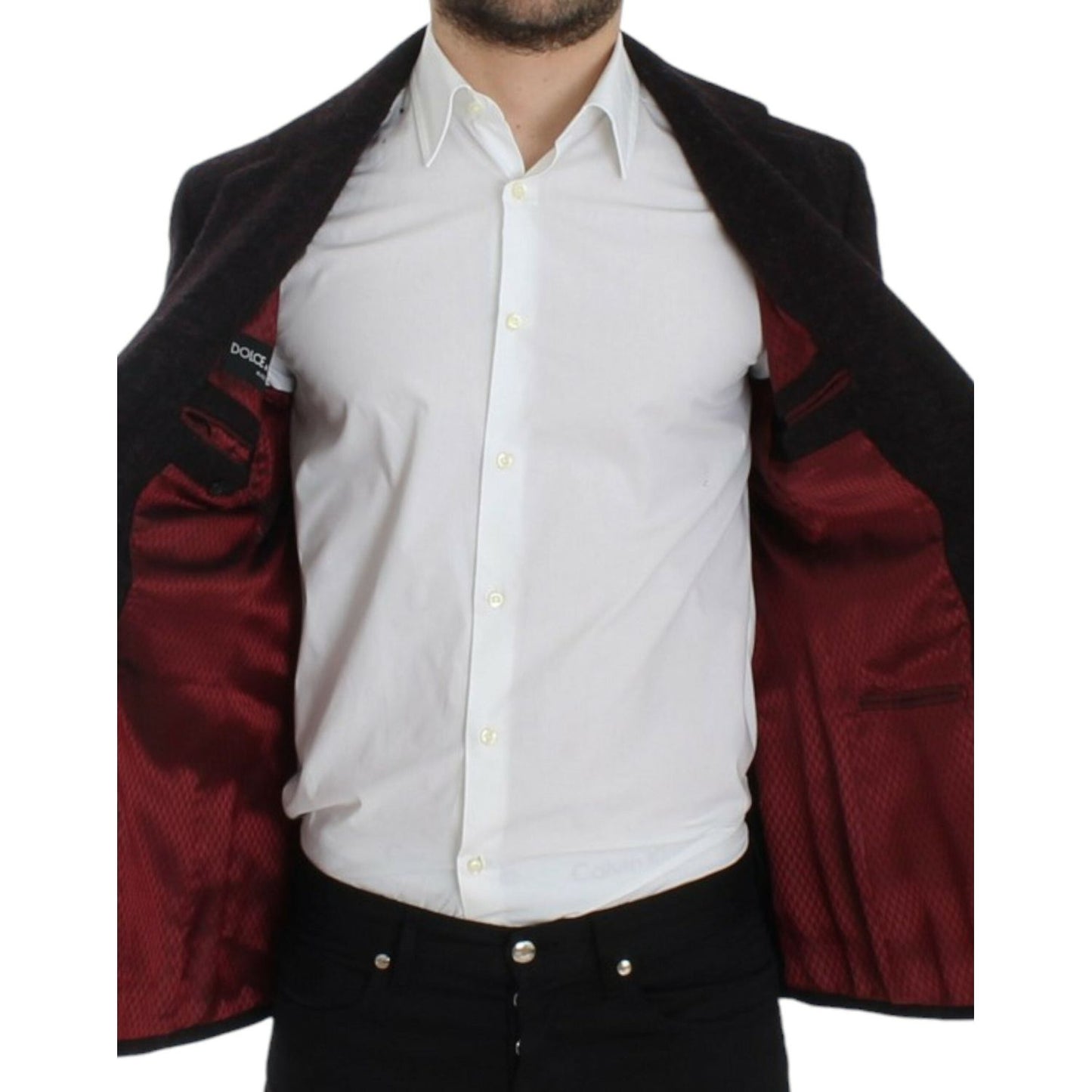 Dolce & Gabbana Bordeaux Alpaga Two-Button Blazer Jacket Dolce & Gabbana Black