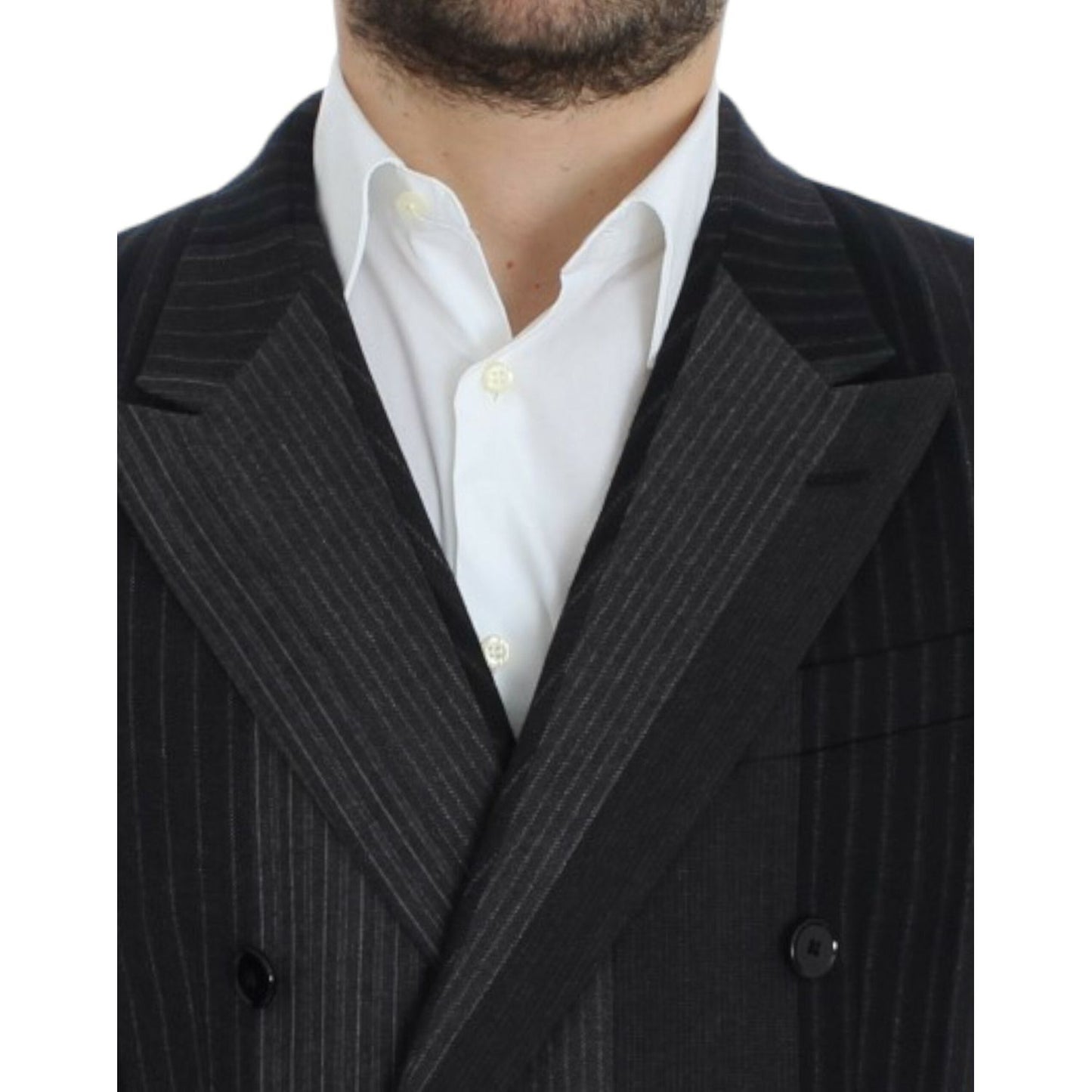 Dolce & Gabbana Elegant Gray Striped Wool Slim Blazer Dolce & Gabbana Dark Slate Gray