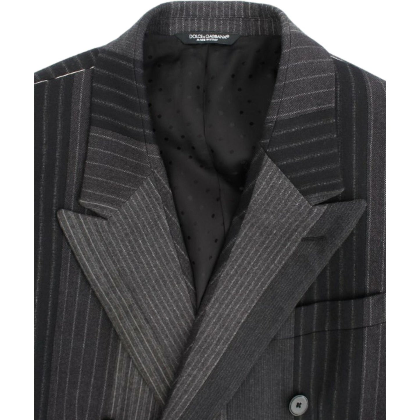 Dolce & Gabbana Elegant Gray Striped Wool Slim Blazer Dolce & Gabbana Dark Slate Gray