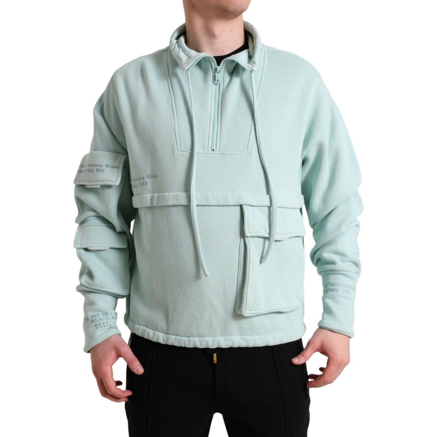 Dolce & Gabbana Chic Mint Green Pullover Sweater Dolce & Gabbana Gray