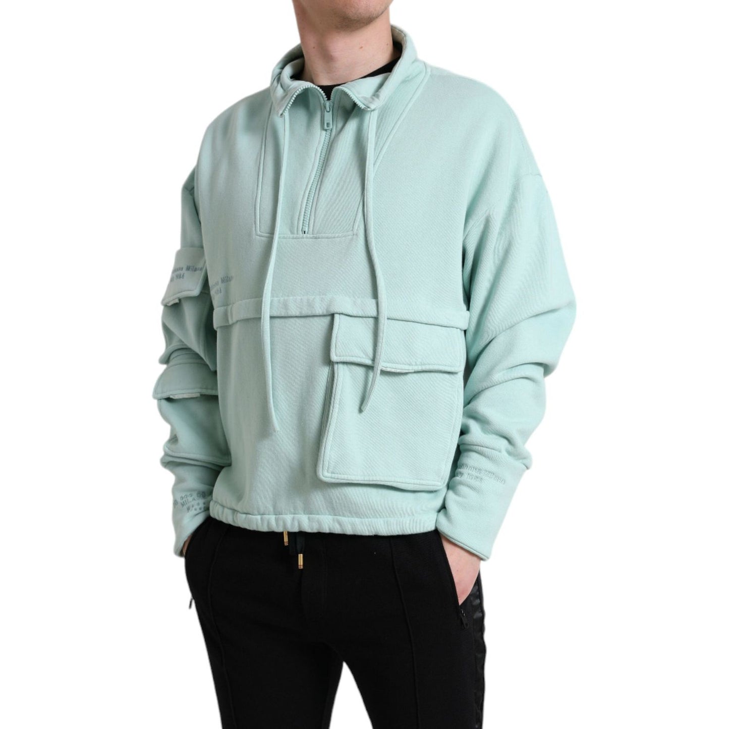 Dolce & Gabbana Chic Mint Green Pullover Sweater Dolce & Gabbana Gray