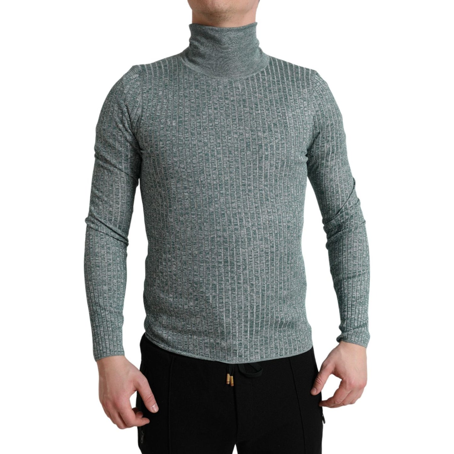 Dolce & Gabbana Elegant Green Turtleneck Pullover Sweater Dolce & Gabbana Dim Gray