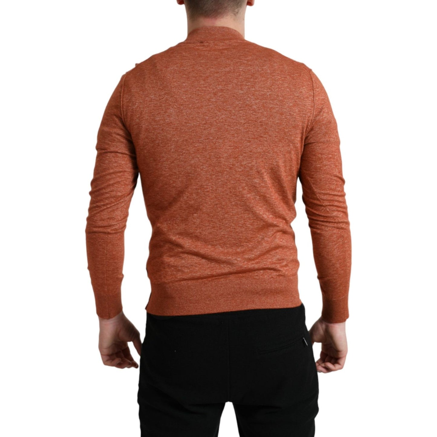 Dolce & Gabbana Silk-Cashmere Orange Crew Neck Sweater Dolce & Gabbana Sienna