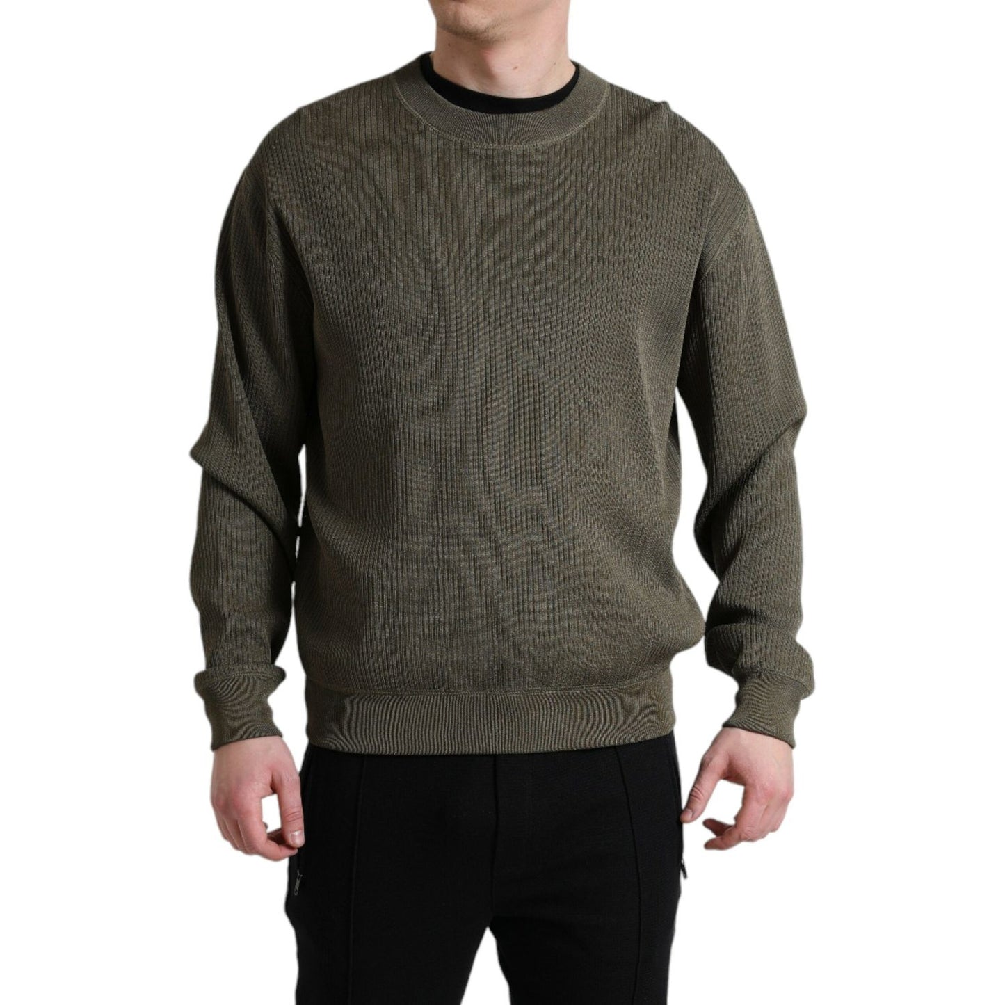 Dolce & Gabbana Elegant Green Crew Neck Sweater Dolce & Gabbana Dark Slate Gray