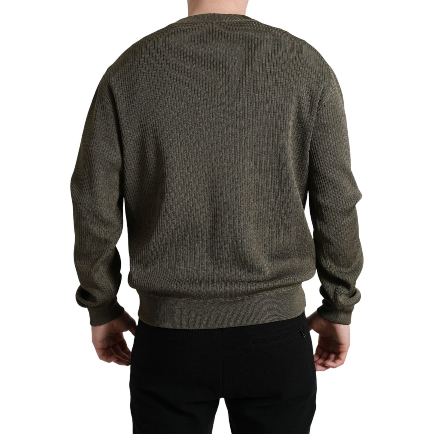 Dolce & Gabbana Elegant Green Crew Neck Sweater Dolce & Gabbana Dark Slate Gray