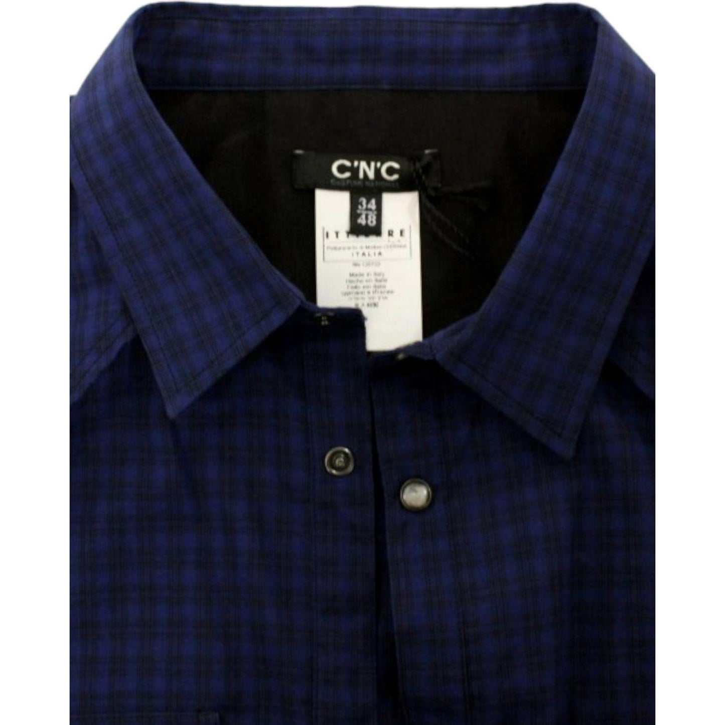 Costume National Chic Blue Checkered Casual Cotton Shirt Costume National Black