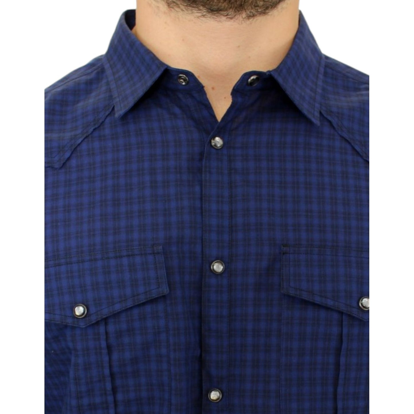 Costume National Chic Blue Checkered Casual Cotton Shirt Costume National Dark Slate Gray