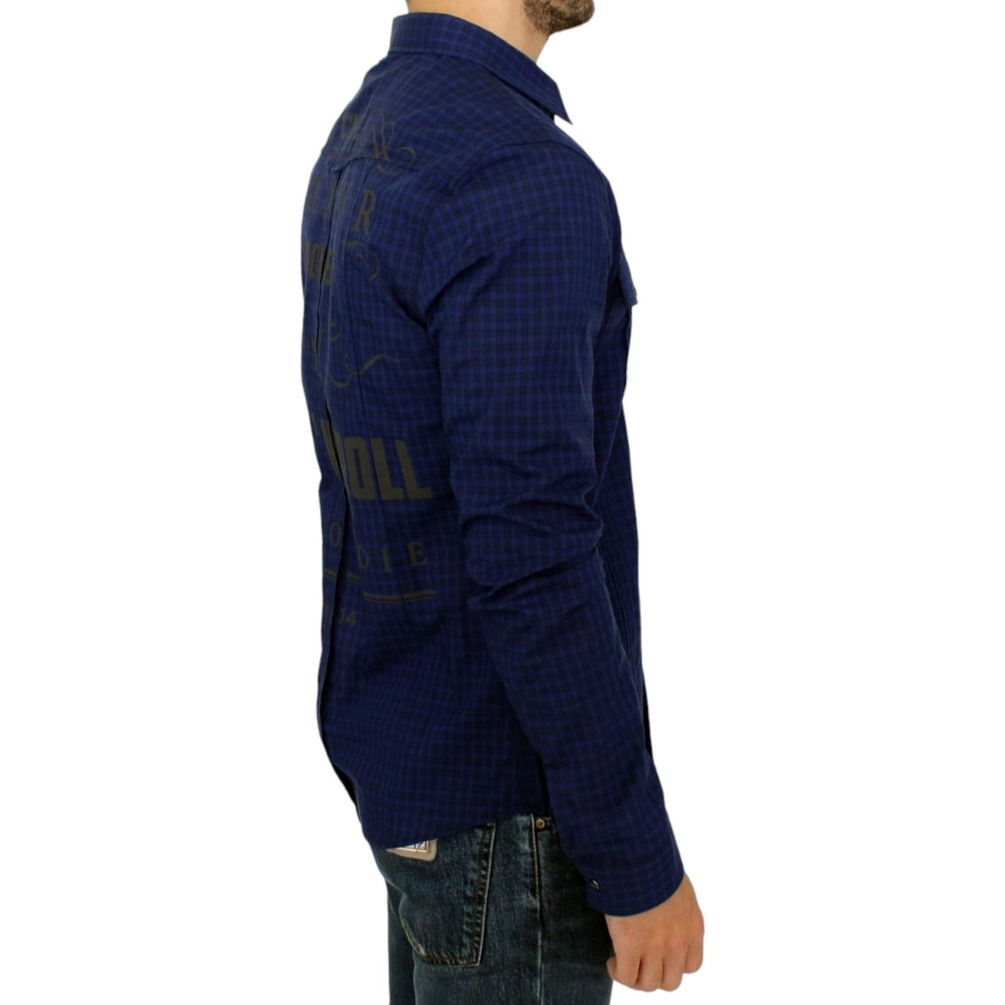 Costume National Chic Blue Checkered Casual Cotton Shirt Costume National Black