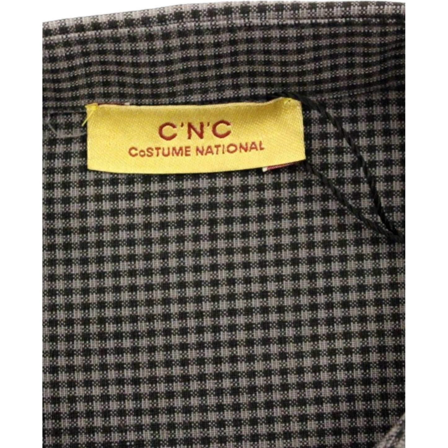 Costume National Chic Gray Checked Casual Linen Blend Shirt Costume National Dark Slate Gray