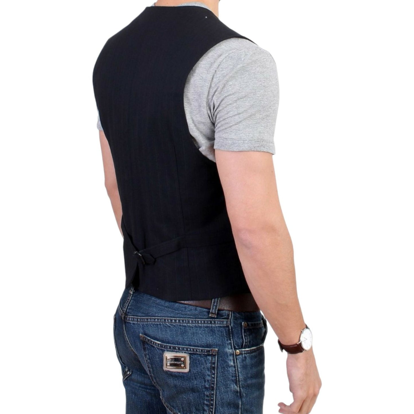 Costume National Elegant Striped Casual Vest - Cotton Blend Costume National Dark Slate Gray