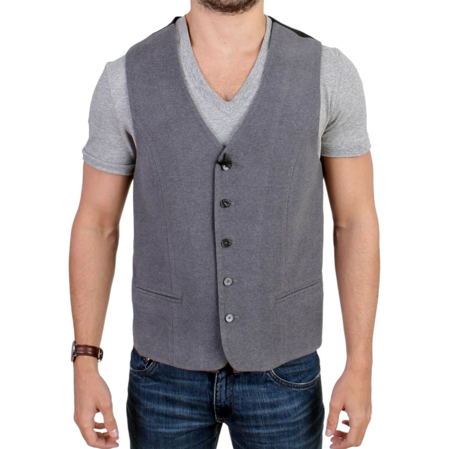 Costume National Chic Gray Casual Vest Costume National Dim Gray